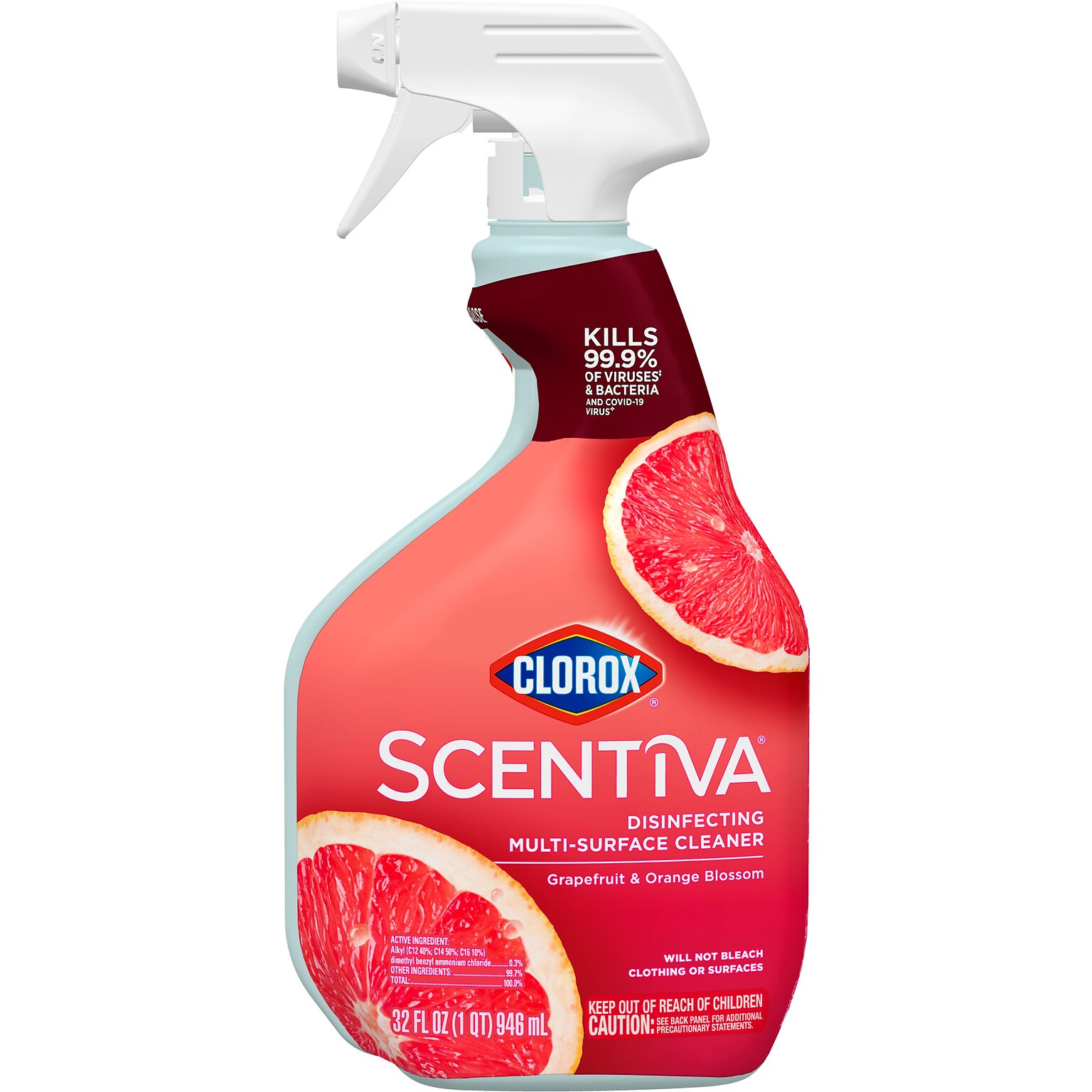 Clorox Scentiva Disinfecting All Purpose Cleaner Spray, Grapefruit & Orange Blossom Scent, 32 oz. (32368)