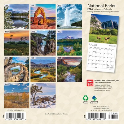 2024 BrownTrout National Parks 7 x 14 Monthly Wall Calendar (9781975464127)