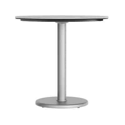 Flash Furniture Acadia 31.25" Round Wooden Dining Table with Round Base, Gray Faux Concrete/Silver Base (STRD31CGTR18S)