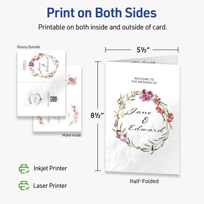 Avery Integrated Cards, 5.5" x 8.5", Glossy White, 25/Pack (95352)