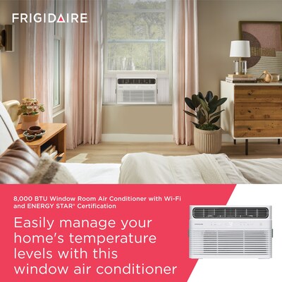 Frigidaire 115-Volt 8,000 BTU Inverter Smart Window- Mounted Air Conditioner with Remote, WiFi Enabled, White (FHWW085WE1)