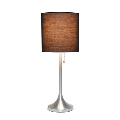 Simple Designs Brushed Nickel Tapered Table Lamp with Black Fabric Drum Shade (LT1076-BNB)