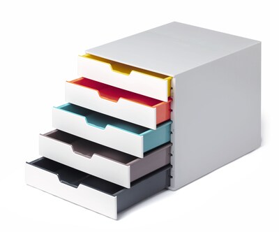 Durable Varicolor Stackable Storage Drawer, 5 Drawers, Plastic, Multicolored (762527)