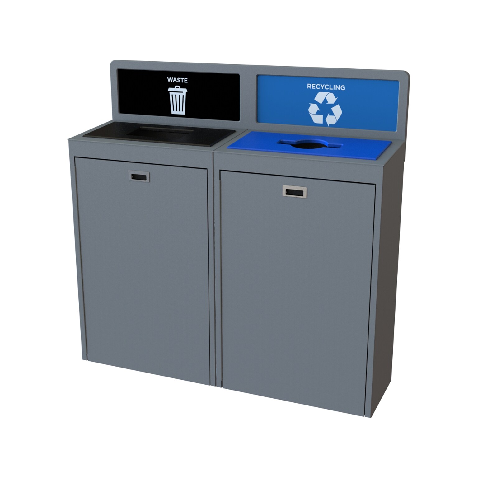 CleanRiver TIM Plastic Dual-Stream Recycling Station, 44 Gallon, Gray (TIM44-2-WR-GY)