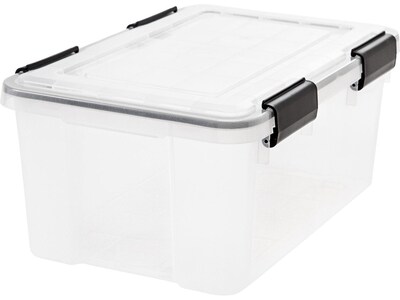 Iris WeatherPro Stackable Polypropylene Storage Box, 7.88 x 17.5 x 11.75, 19 Qt., Clear, 6/Pack (