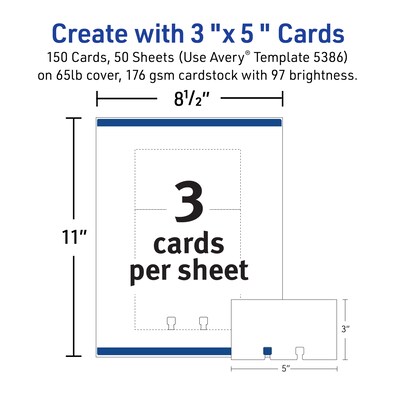 Avery Rotary Cards, Matte White, 3" x 5", Laser/Inkjet, 150/Pack (05386)