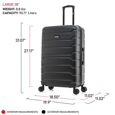 InUSA Trend 28" Hardside Suitcase, 4-Wheeled Spinner, Black (IUTRE00L-BLK)