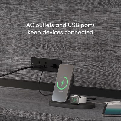 Bestar Logan 66"W U or L Shaped Desk with Drawers and Hutch, Bark Grey (46410-47)