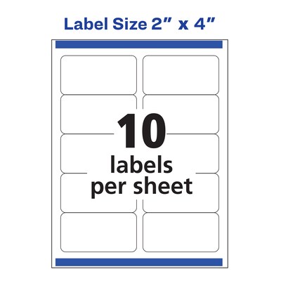Avery Sure Feed Laser/Inkjet Shipping Labels, 2" x 4", Matte White, 2,500 Labels/Box (95945)