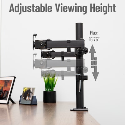 Mind Reader Adjustable Dual Desk Mount for 13"- 32" Monitors, Black (DBARMSWIV-BLK)
