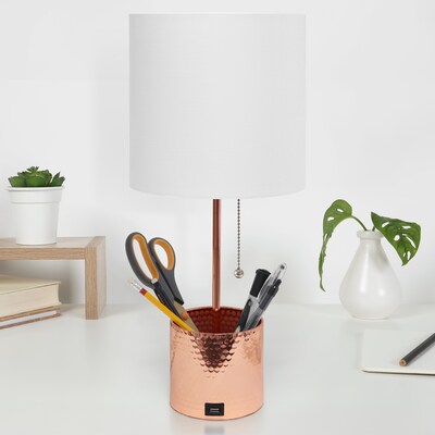 Creekwood Home 18.5" LED Table Lamp with USB Port, Rose Gold (CWT-1007-RG)