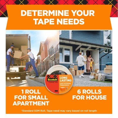 Scotch Long Lasting Storage Packing Tape, 1.88" x 54.6 yds., Clear, 6/Pack (3650-6)