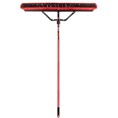 Libman Commercial 36" Multi-Surface Heavy-Duty Push Broom, Red & Black Bristles, 3/Carton (1101)