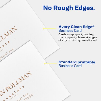 Avery Clean Edge Business Cards, 2" x 3 1/2", Matte White, 2000 Per Pack (5870)