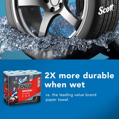 Scott Shop Towels Original, 9.4" x 11", Blue, 55 Sheets/Roll, 6 Rolls/Pack (75180)