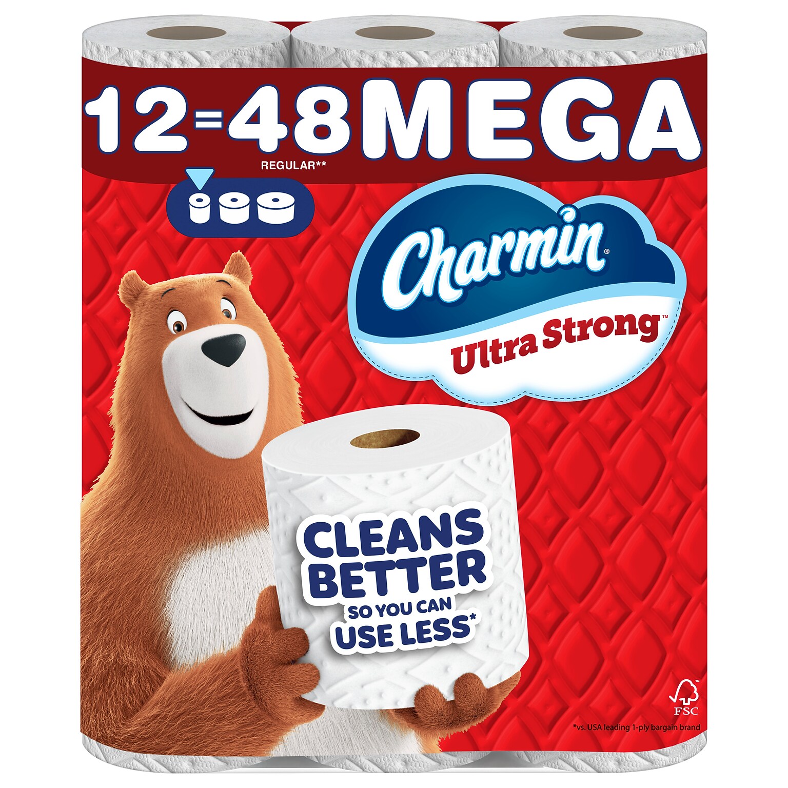 Charmin Ultra Strong Mega Toilet Paper, 2-Ply, White, 198 Sheets/Roll, 12 Rolls/Pack (32173/4170)