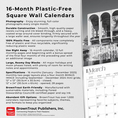 2025 BrownTrout New York City Black & White 12" x 12" Monthly Square Wall Calendar (9781975475420)