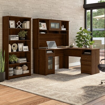 Bush Furniture Cabot 66"H 5-Shelf Bookcase with Adjustable Shelves, Modern Walnut (WC31066)