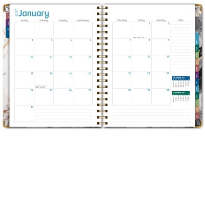 2027 Excello Brands 9" x 11" Weekly & Monthly Standard Planner, Paperboard Cover, Black Gold Marble (FSHN-CY27-8511-34)