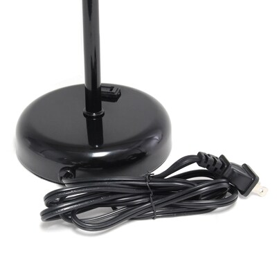 Creekwood Home Oslo 19.50" LED Table Lamp with Power Outlet Base, Black/White (CWT-2008-BA)