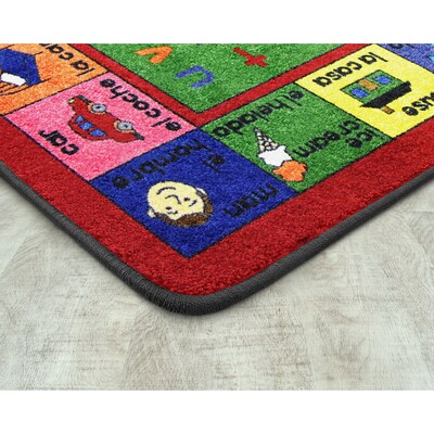 Joy Carpets LenguaLink Spanish Nylon 54 x 78 Machine Tufted Rug, Multicolored (1412C)
