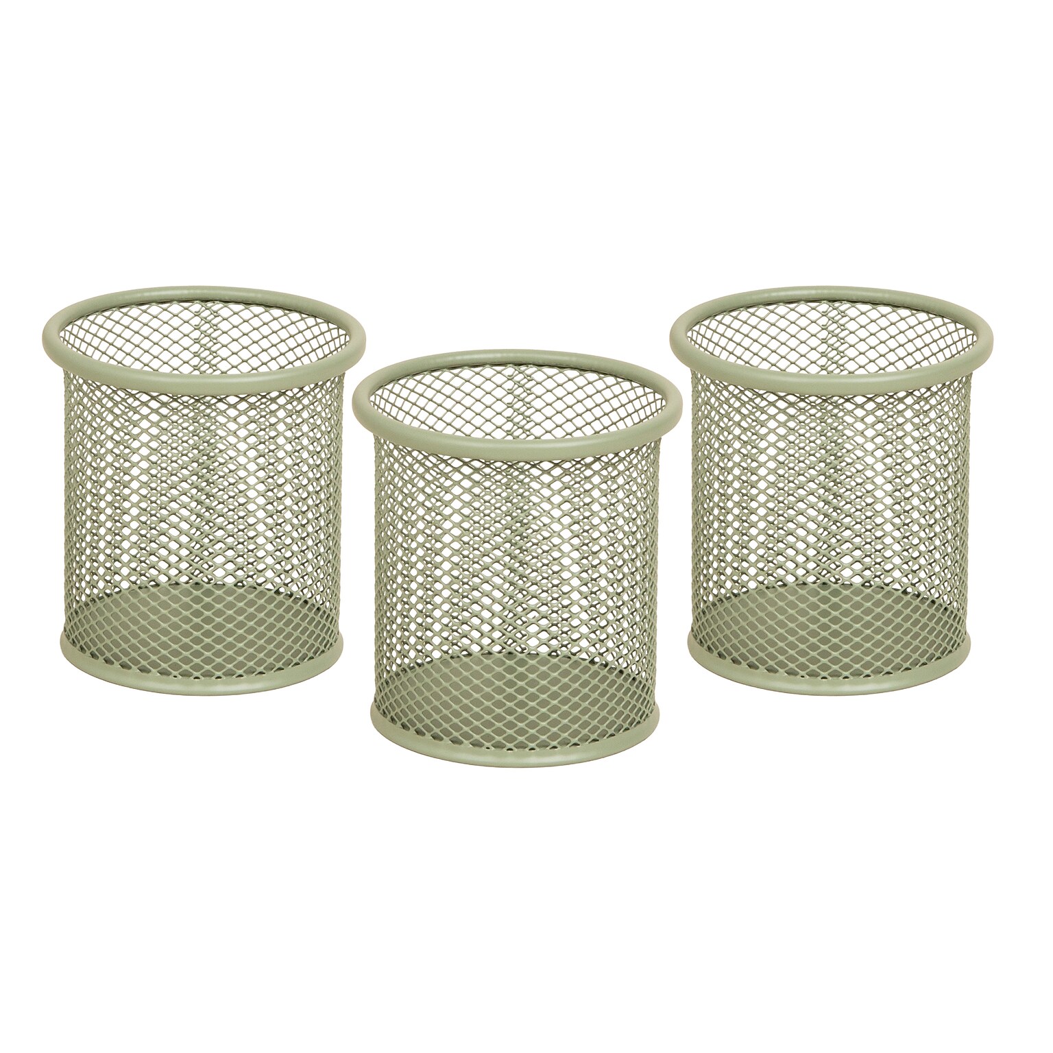 Staples Metal Mesh Pen Cups, Sage Green, 3/Set (ST63822)