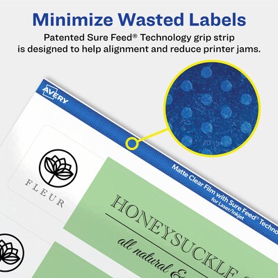 Avery Laser/Inkjet Rectangle Multipurpose Labels, 1-1/2" x 7-1/2", Clear, 50/Pack (94231)