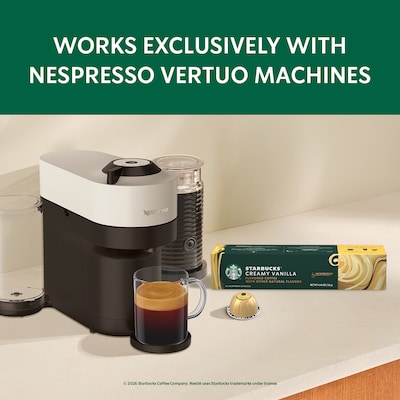 Nespresso Starbucks Creamy Vanilla Coffee Nespresso Vertuo Capsules, Light Roast, 30/Pack (163927)