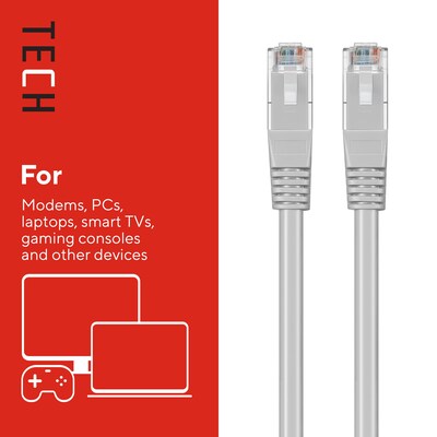 Staples TECH 50' Cat-6 Ethernet Cable, Male to Male, Gray (ST62447)