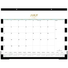 2024-2025 Blue Sky Day Designer Rugby Stripe Black 22 x 17 Academic Monthly Desk Pad Calendar, Whi