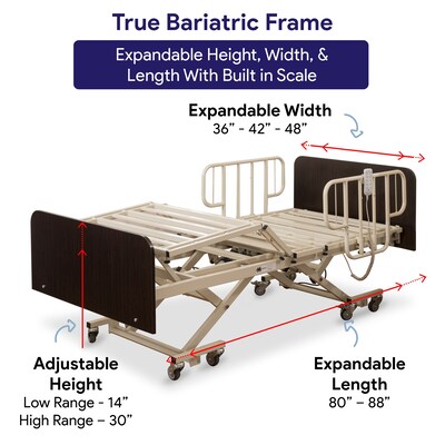 Medacure Electric Bariatric Hospital Bed w/ Built in Scale, 10 Function Hand Pendant, 750 lb., Mahog