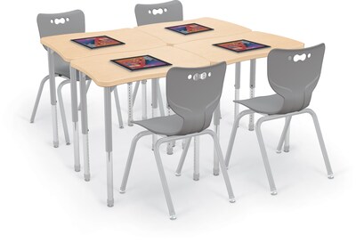 MooreCo Hierarchy Creator Desk, 32"W x 22"D, Fusion Maple/Platinum Base (703673562935)