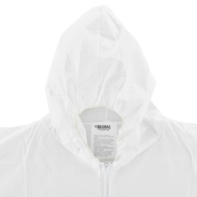 Global Industrial Disposable Microporous Coverall Elastic Hood & Boots WHT 2XL 25/Case (708191XXL)