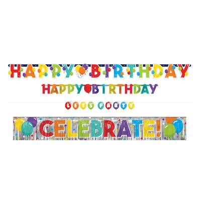 Party City Birthday Balloons Banners, 4/Pack (AM122494-NS)