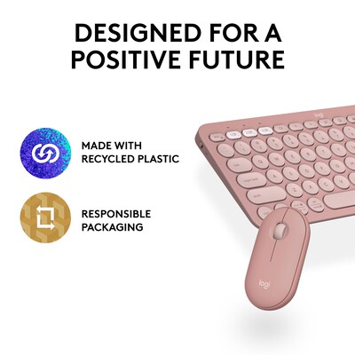 Logitech Pebble 2 Wireless Keyboard and Optical Mouse Combo, Tonal Rose (920-012199)