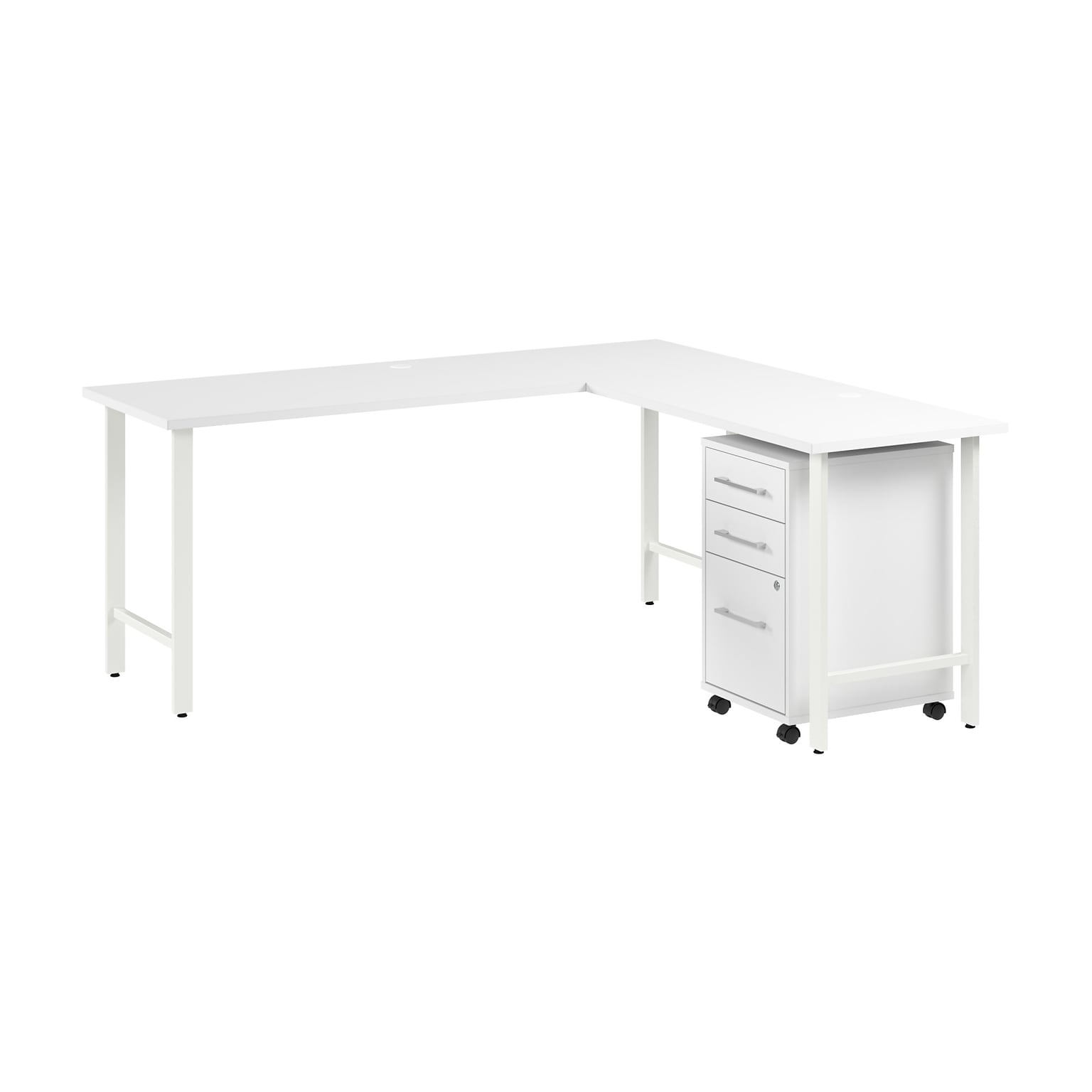 Bush Business Furniture Hustle 72W L Shaped Computer Desk with 3 Drawer Mobile File Cabinet, White (HUS005WH)