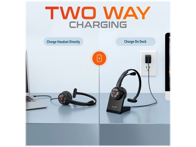 Delton 50X Pro Wireless Noise Canceling Bluetooth Mono Phone & Computer On Ear Headset, USB Type-C (DBTHEAD50X)