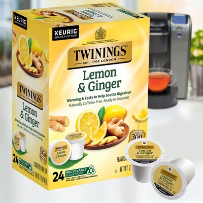 Twinings Lemon & Ginger Herbal Tea, Keurig® K-Cup® Pods, 24/Box (TNA89556)