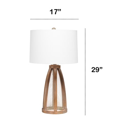 Lalia Home Wooded Arch Farmhouse Table Lamp with White Fabric Shade, Old Wood (LHT-5037-OW)