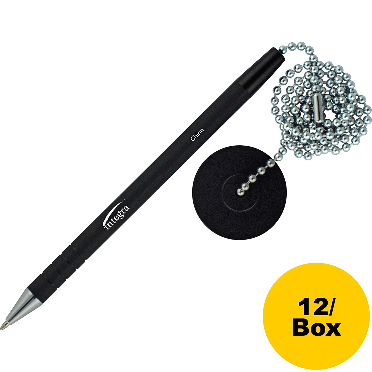 Integra Antimicrobial Rubber Barrel Counter Pen, Black, 12/Box (386488BX)