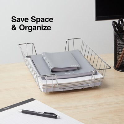 Staples Front Loading Letter Tray, Chrome Steel (10849CC)