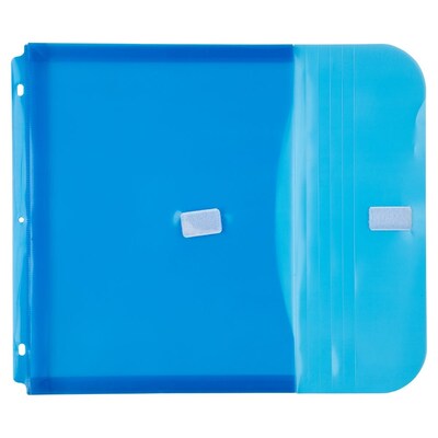 JAM Paper Plastic Binder Pocket, 3-Hole Punched, Blue, 3/Pack (218VB1BUX3)