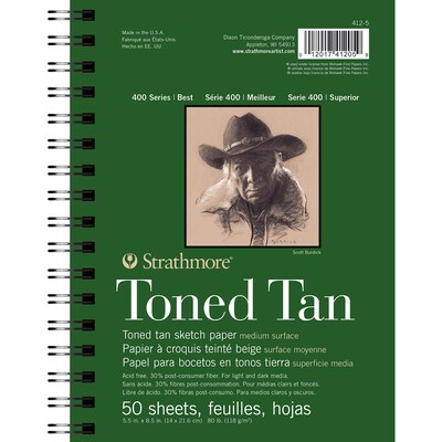 Strathmore 400 Series 5.5 x 8.5 Wire Bound Sketch Pad, 50 Sheets/Pad, 3/Bundle (STTP412506-3)
