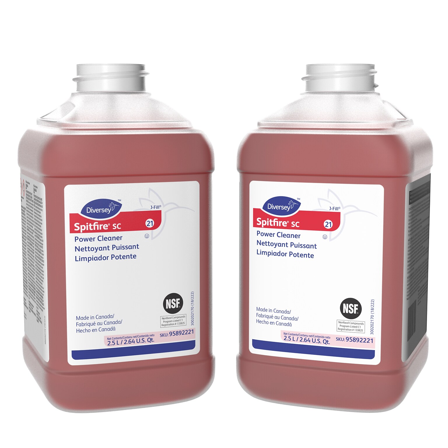 Spitfire SC Multipurpose Cleaner for Diversey J-Fill, Pine, 2.5 L / 2.64 U.S. Qt., 2/Carton (95892221)