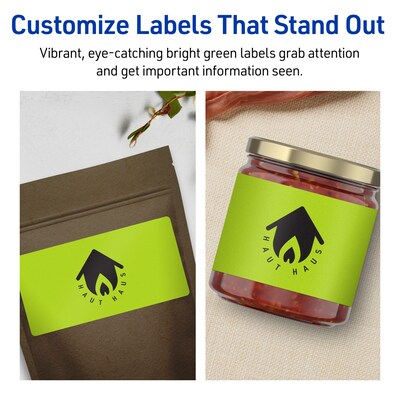Avery Laser/Inkjet Multipurpose Rectangle Labels, 2" x 6", Bright Green, 40/Pack (94242)