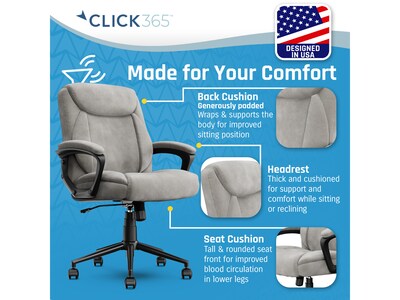 Click365 Transform 1.0 Ergonomic Fabric Swivel Desk Chair, Gray (CCHR10001C)