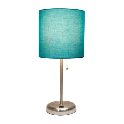 Creekwood Home Oslo 19.5 LED Table Lamp with USB Port, Brushed Steel/Teal Shade (CWT-2012-TL)