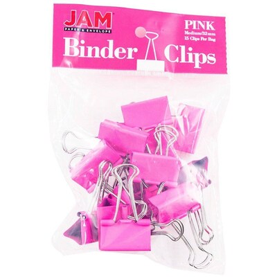 JAM Paper Colored Office Desk Supplies Bundle, Pink, Jumbo Paper Clips & Medium Binder Clips, 1 Pack of Each (4218339PI)