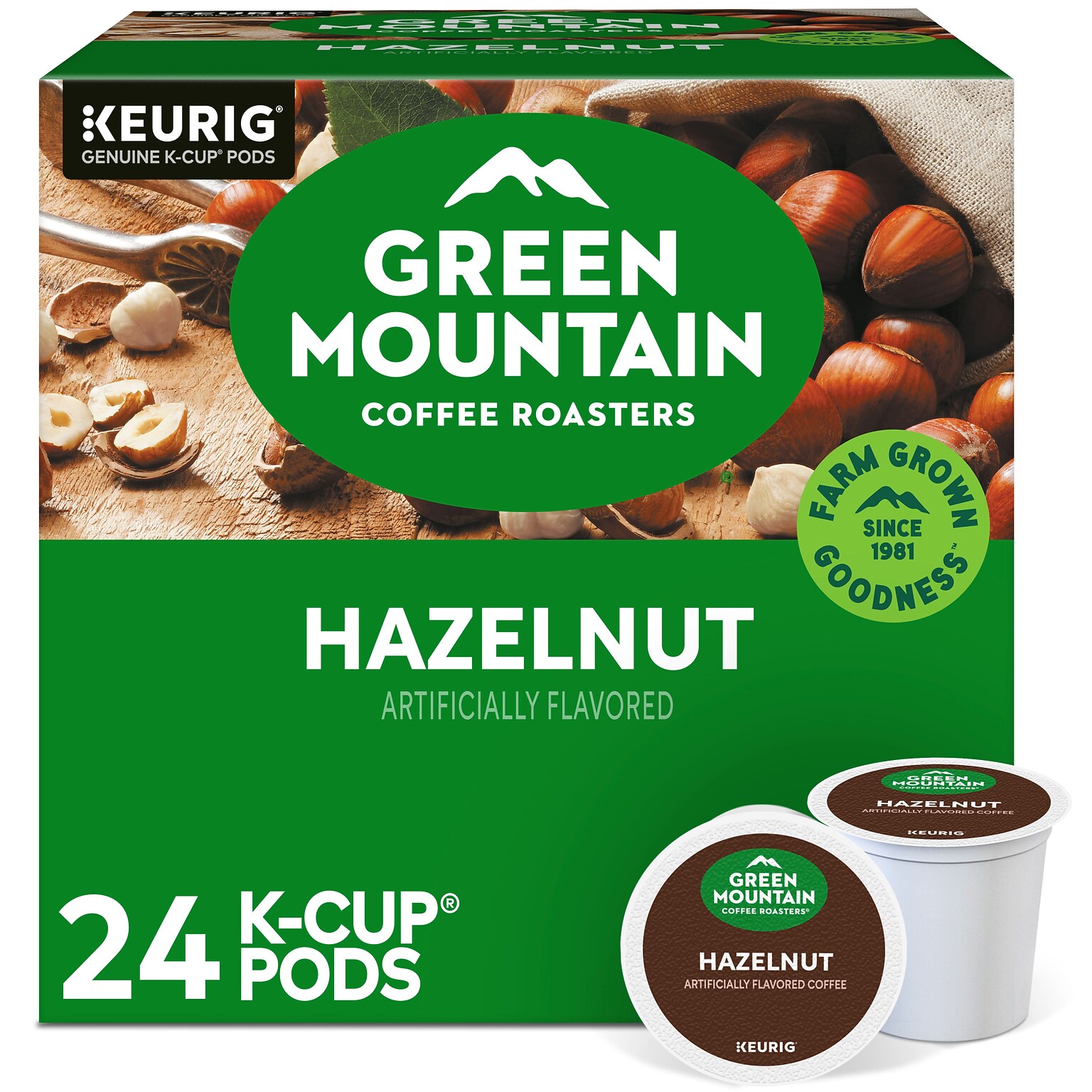 Green Mountain Hazelnut Coffee Keurig® K-Cup® Pods, Light Roast, 24/Box (5000330120)