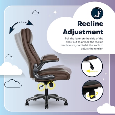 Serta Torrington Ergonomic Polyurethane Big & Tall Chair, 400 lb. Capacity, Dark Walnut Brown (52399-DBRN)